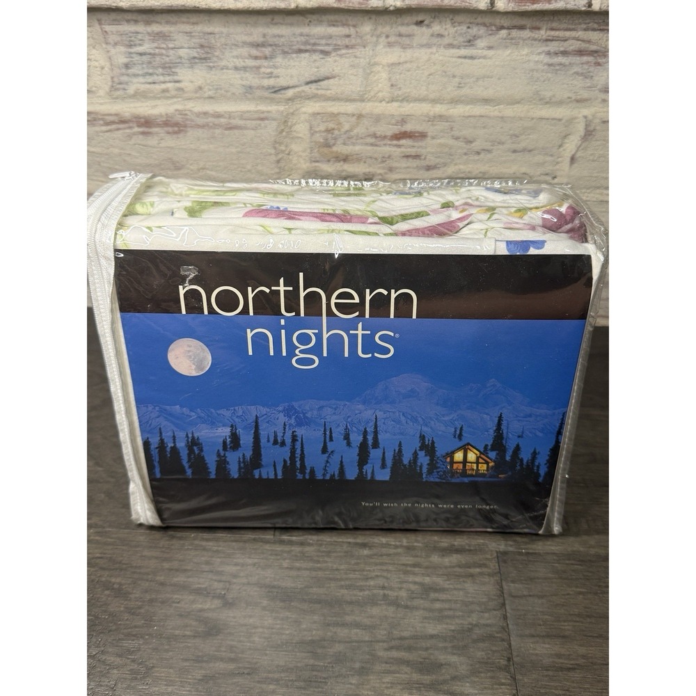 Northern Nights Twin Sheet Set Floral Flannel Cotton Flowers QVC NOS